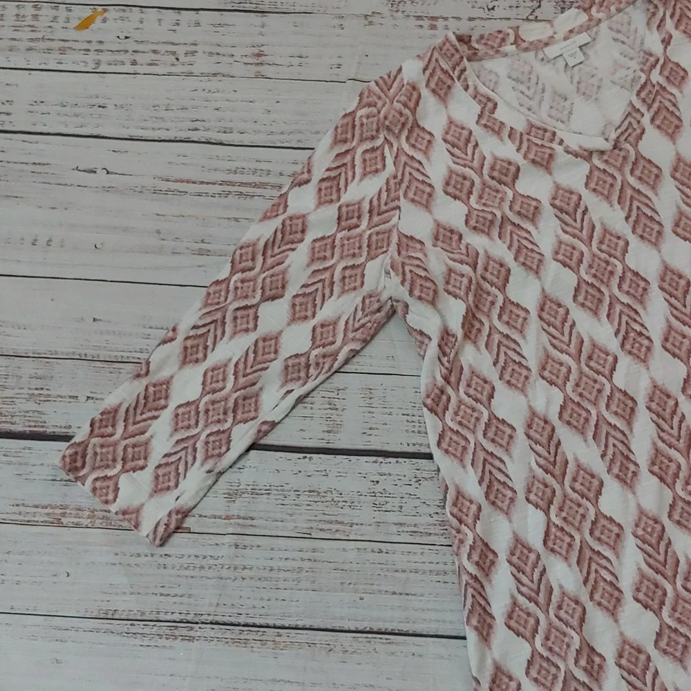 J. Jill Pink and White Cotton Patterned Blouse - Picture 3 of 8